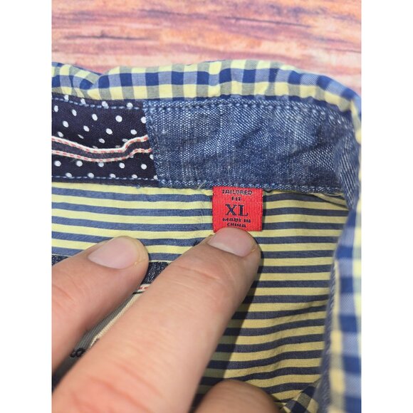 Robert Graham Mens Long Sleeve Button-Down Shirt XL Blue & Yellow Checkered - Picture 5 of 9